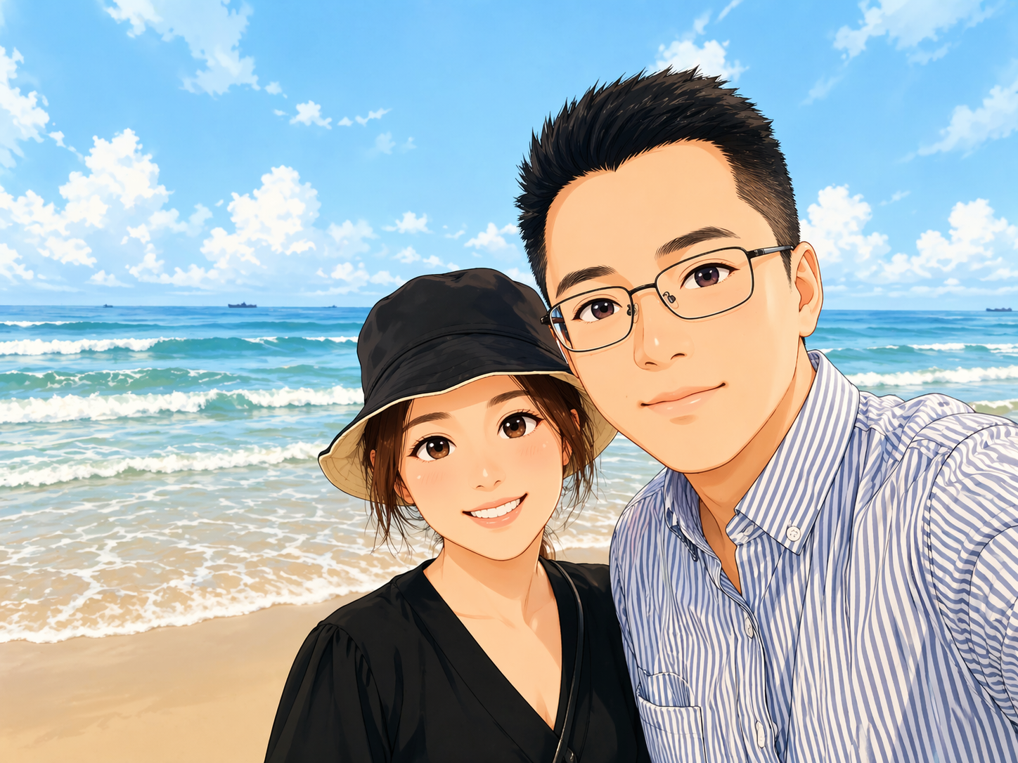 壹露有倪的海边合照